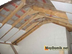 Утепление кровли изнутри пенопластом