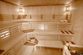 Красивая баня с отделкой деревянная вагонка