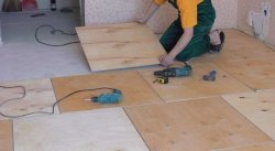 Укладка фанеры на бетонную стяжку