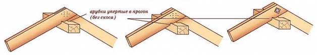 Установка конька крыши методом врубки