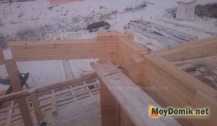 Узел соединения стен из клееного бруса под углом