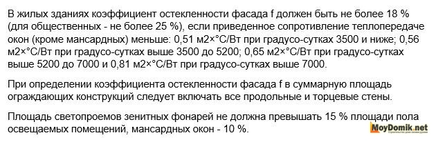 Коэффициент остекленности фасада по СНиП Коэффициент остекленности фасада по СНиП